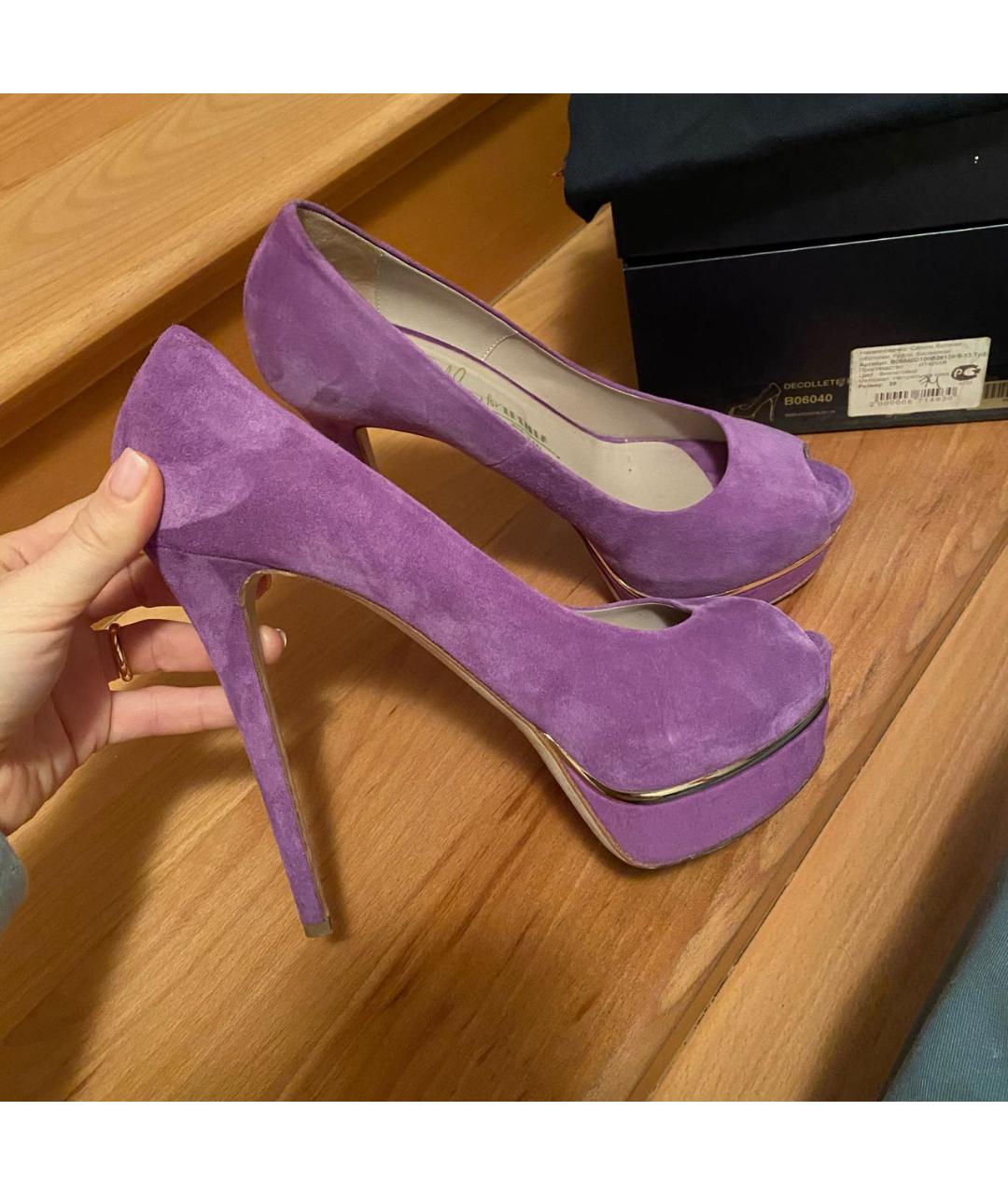 POLLINI Фиолетовые замшевые туфли, фото 6