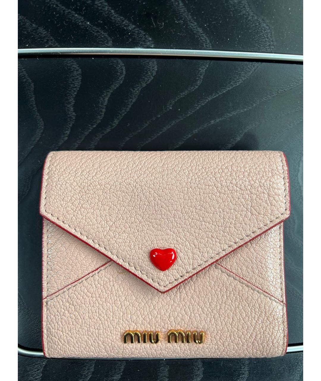 MIU MIU Розовый кожаный кошелек, фото 5