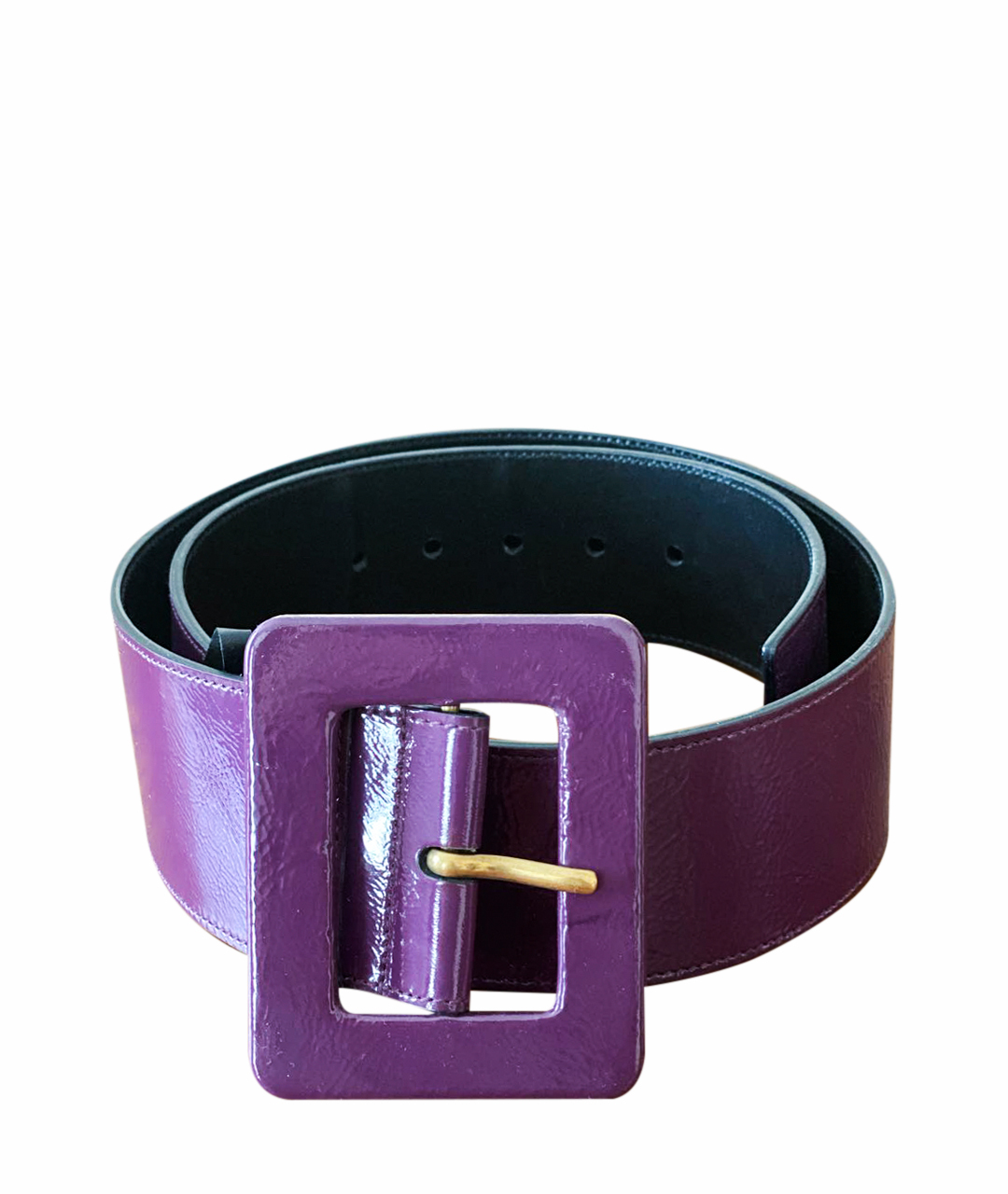 SAINT LAURENT Фиолетовый ремень из лакированной кожи, фото 1