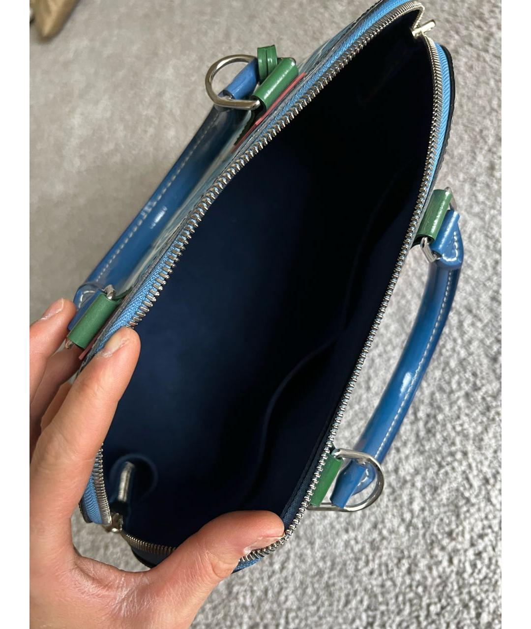 LOUIS VUITTON PRE-OWNED Голубая кожаная сумка с короткими ручками, фото 4