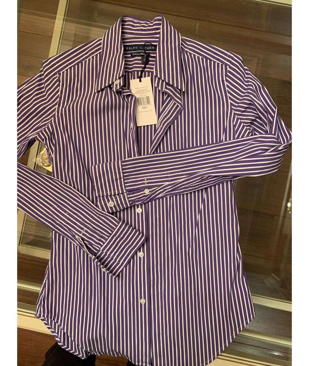 RALPH LAUREN Фиолетовая хлопко-эластановая рубашка, фото 5