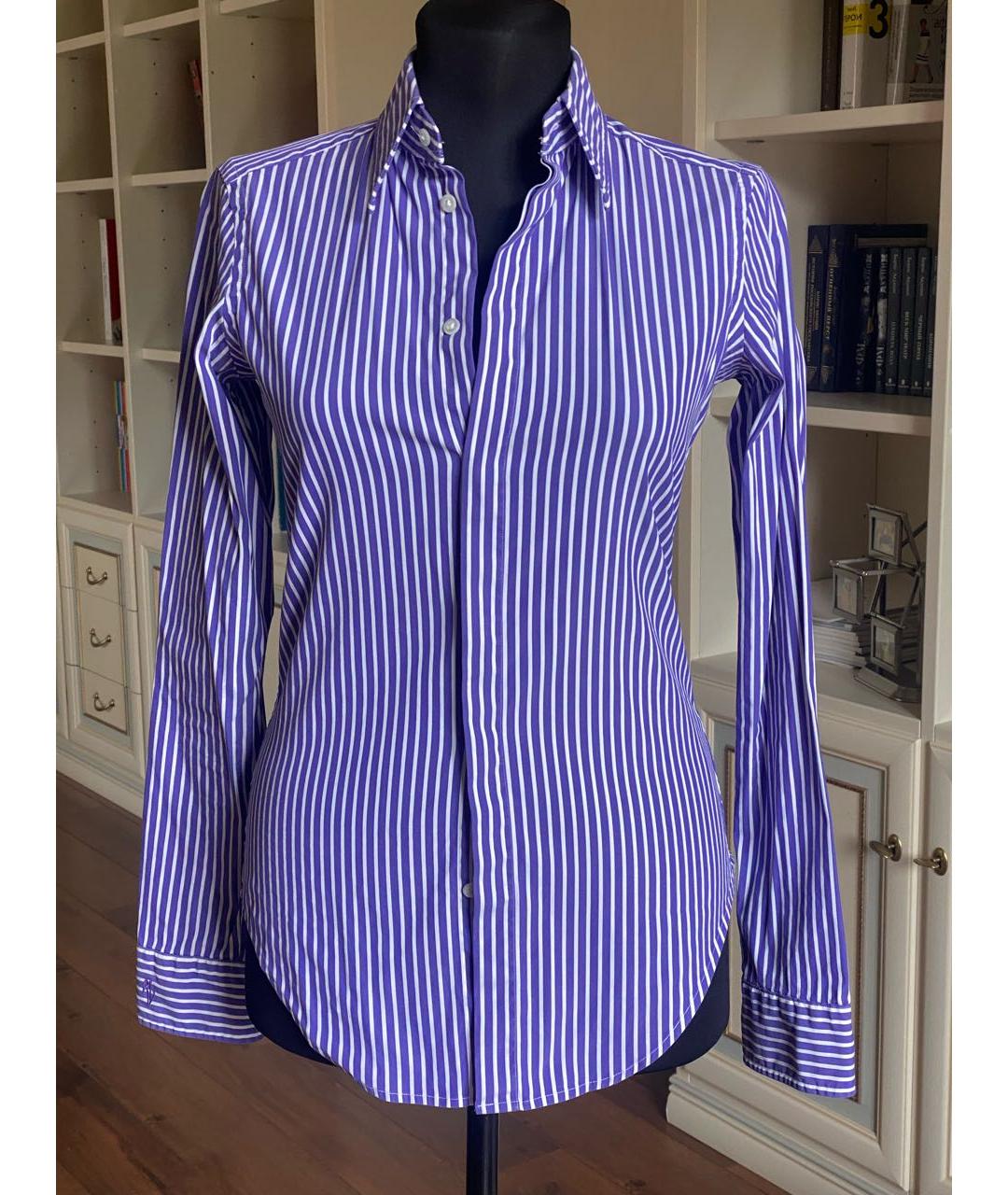RALPH LAUREN Фиолетовая хлопко-эластановая рубашка, фото 7