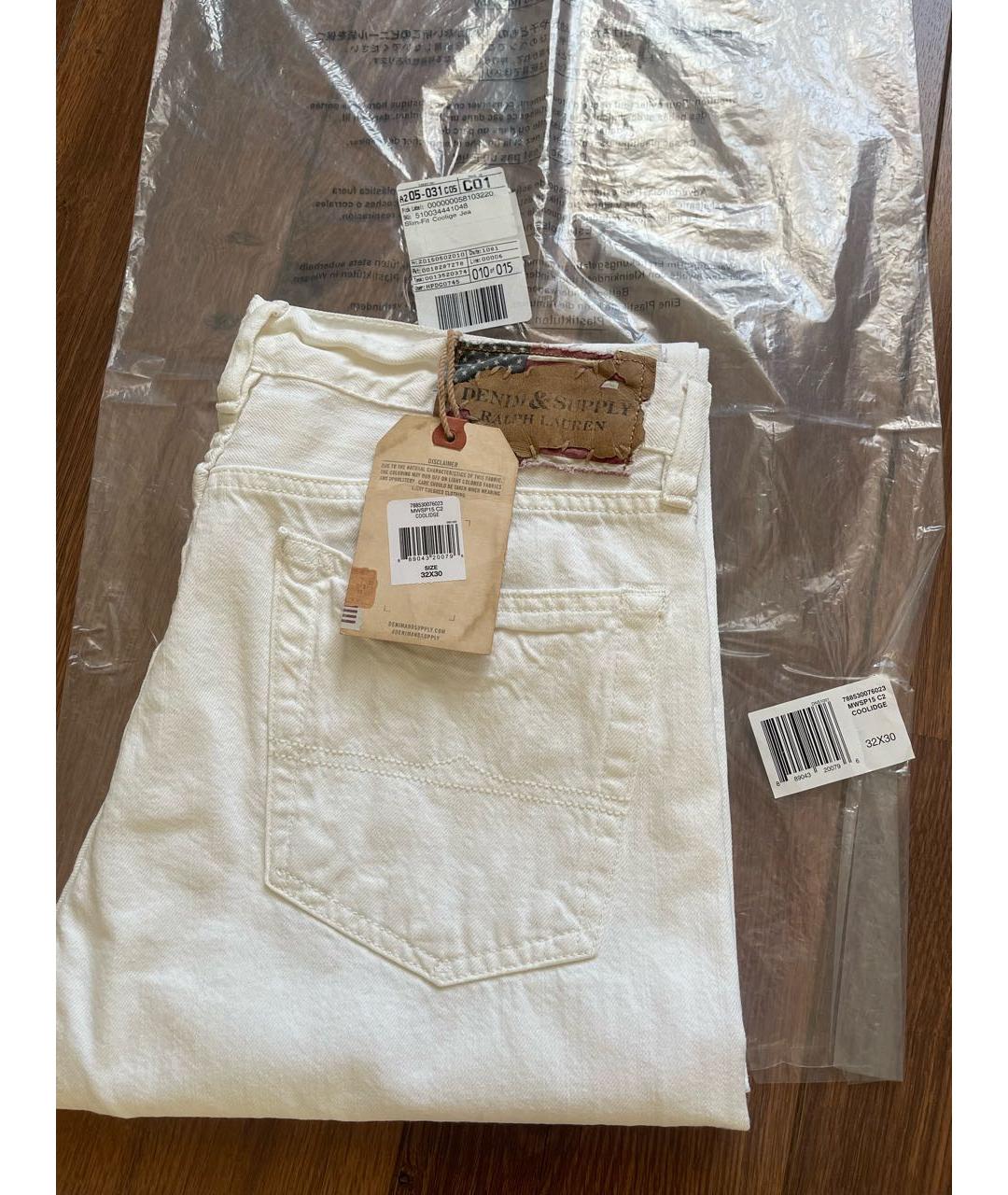 RALPH LAUREN DENIM & SUPPLY Белые хлопковые прямые джинсы, фото 6