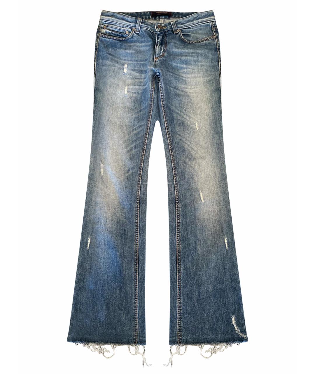 ROBERTO CAVALLI Голубые хлопковые прямые джинсы, фото 1