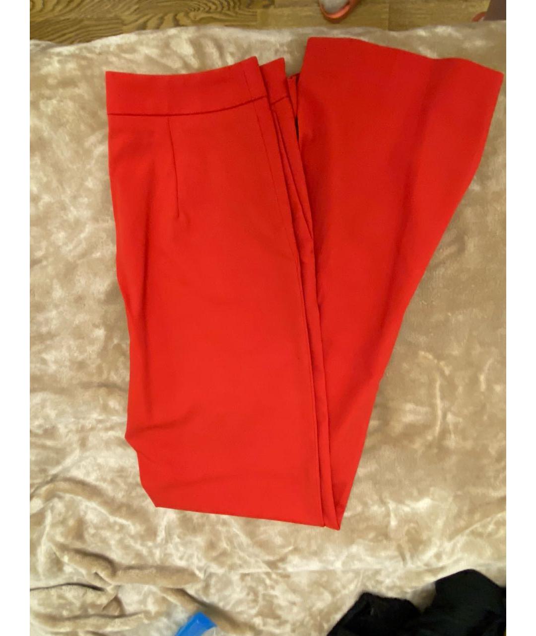 MAX MARA Красные шерстяные прямые брюки, фото 6
