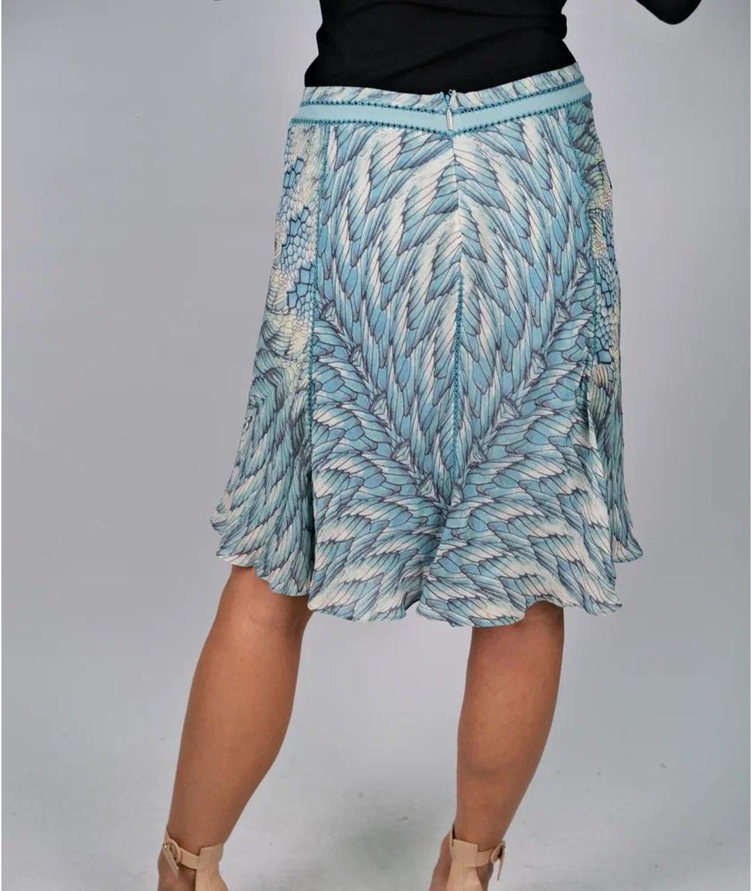 ROBERTO CAVALLI Голубая хлопковая юбка миди, фото 4