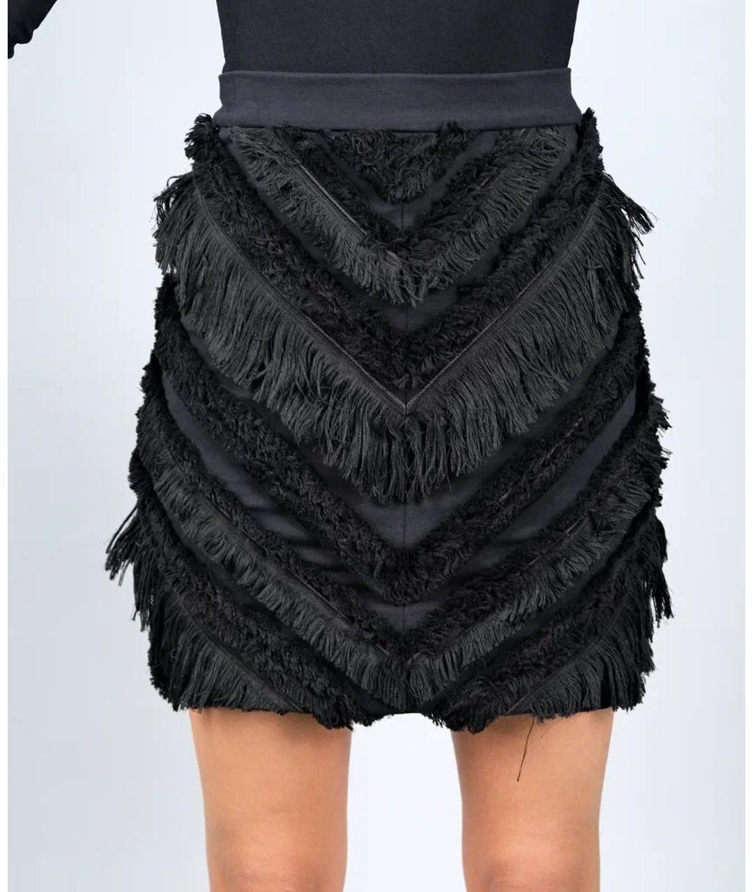 BALMAIN Черная хлопковая юбка мини, фото 8