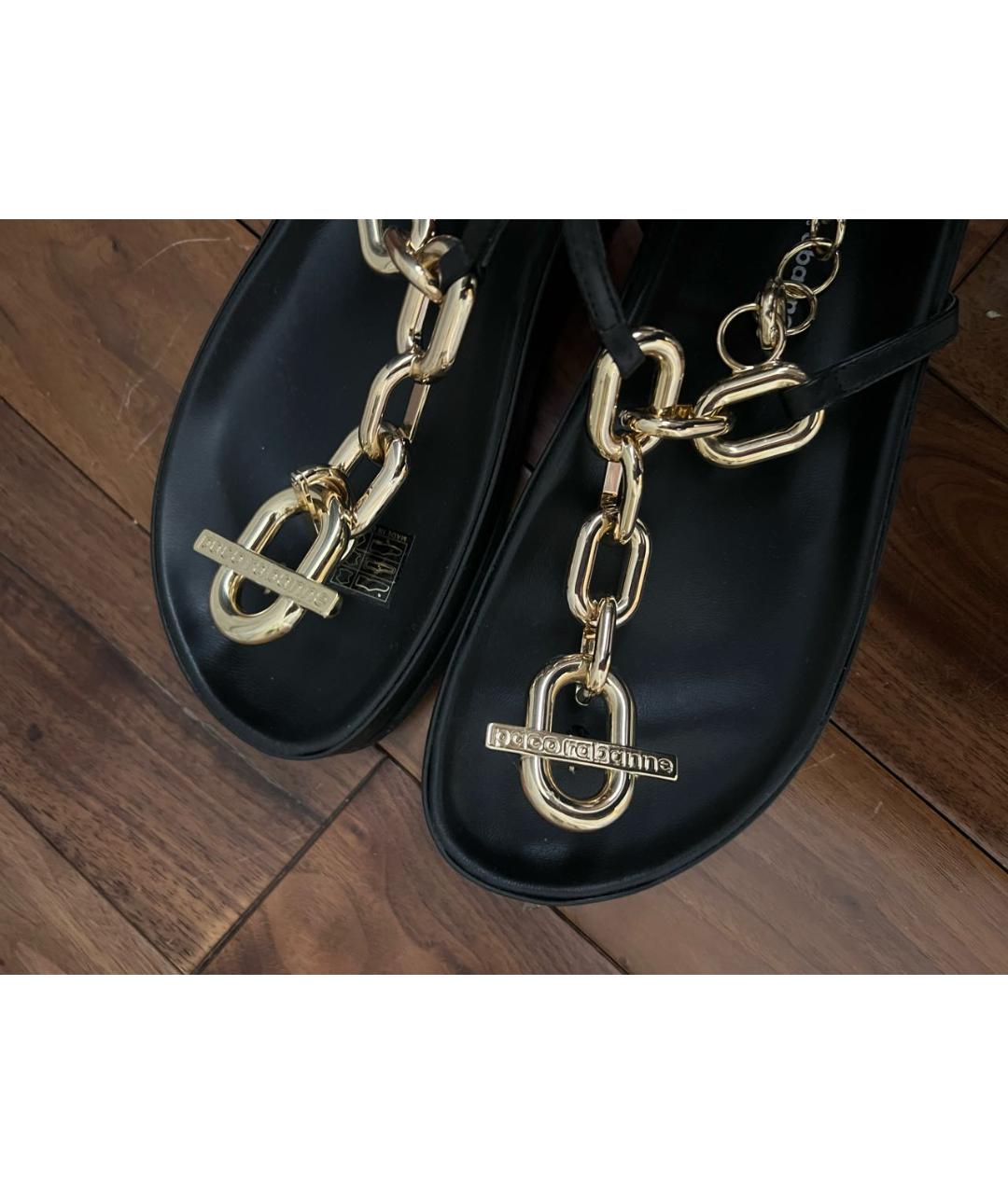 PACO RABANNE Черные кожаные сандалии, фото 5