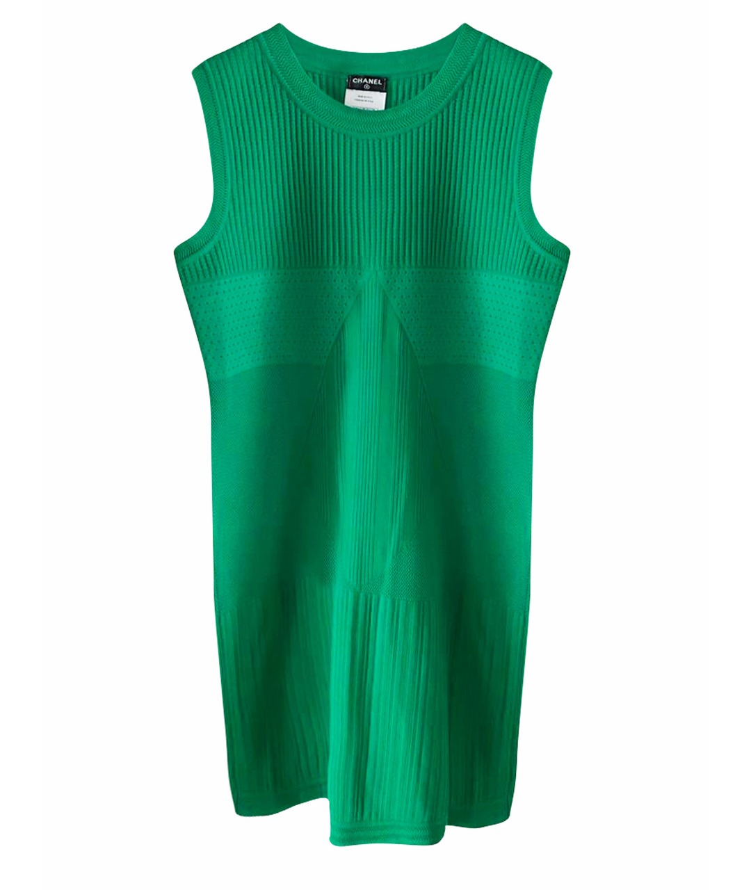 CHANEL PRE-OWNED Зеленые хлопко-эластановое платье, фото 1