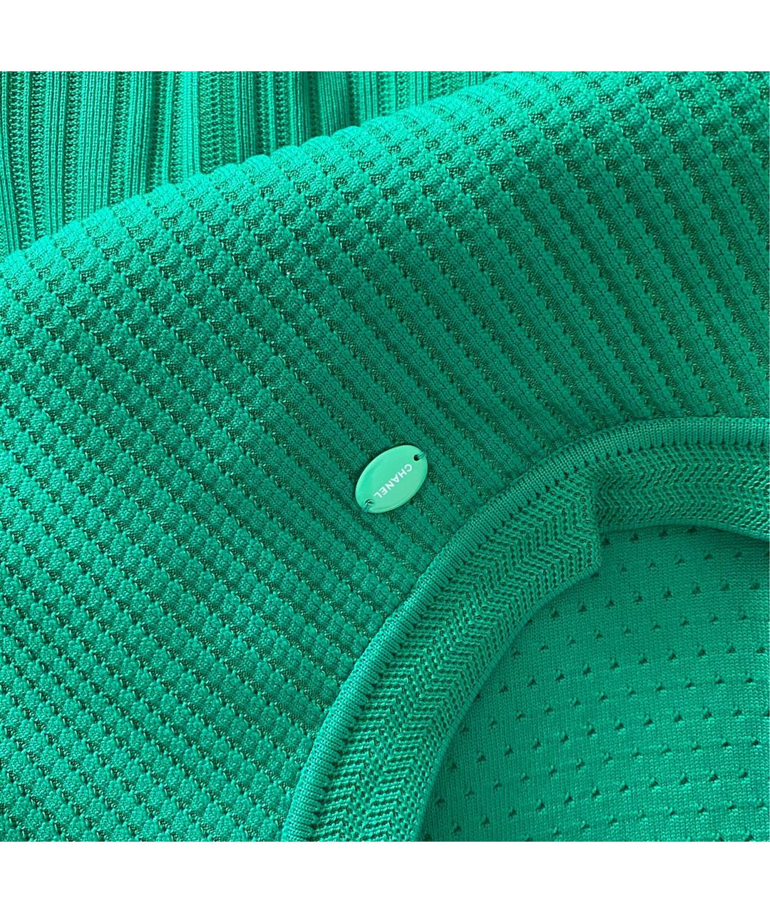 CHANEL PRE-OWNED Зеленые хлопко-эластановое платье, фото 6