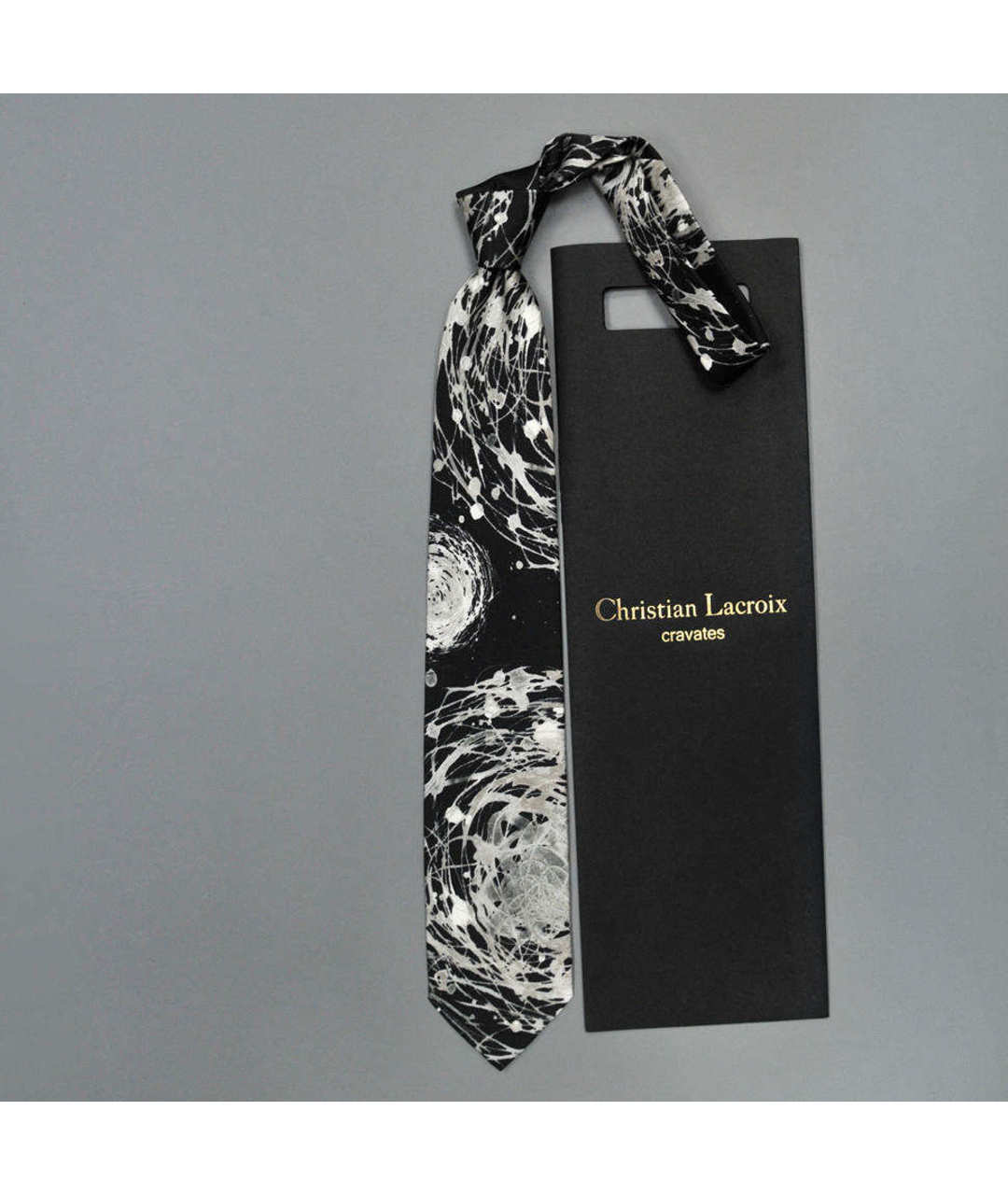 CHRISTIAN LACROIX Черный шелковый галстук, фото 4