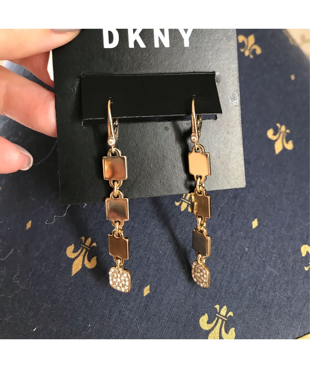 DKNY Золотые латунные серьги, фото 2