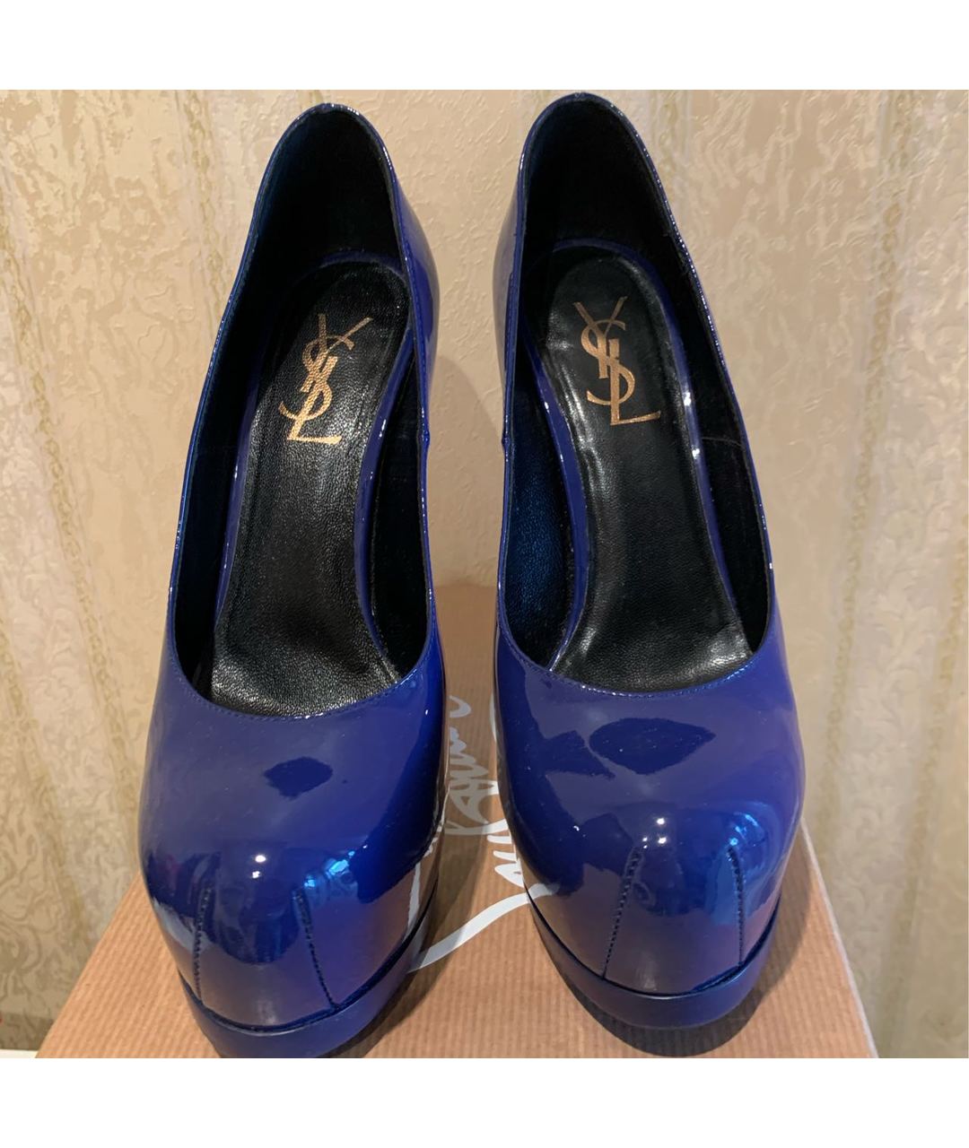 SAINT LAURENT Синие туфли из лакированной кожи, фото 2