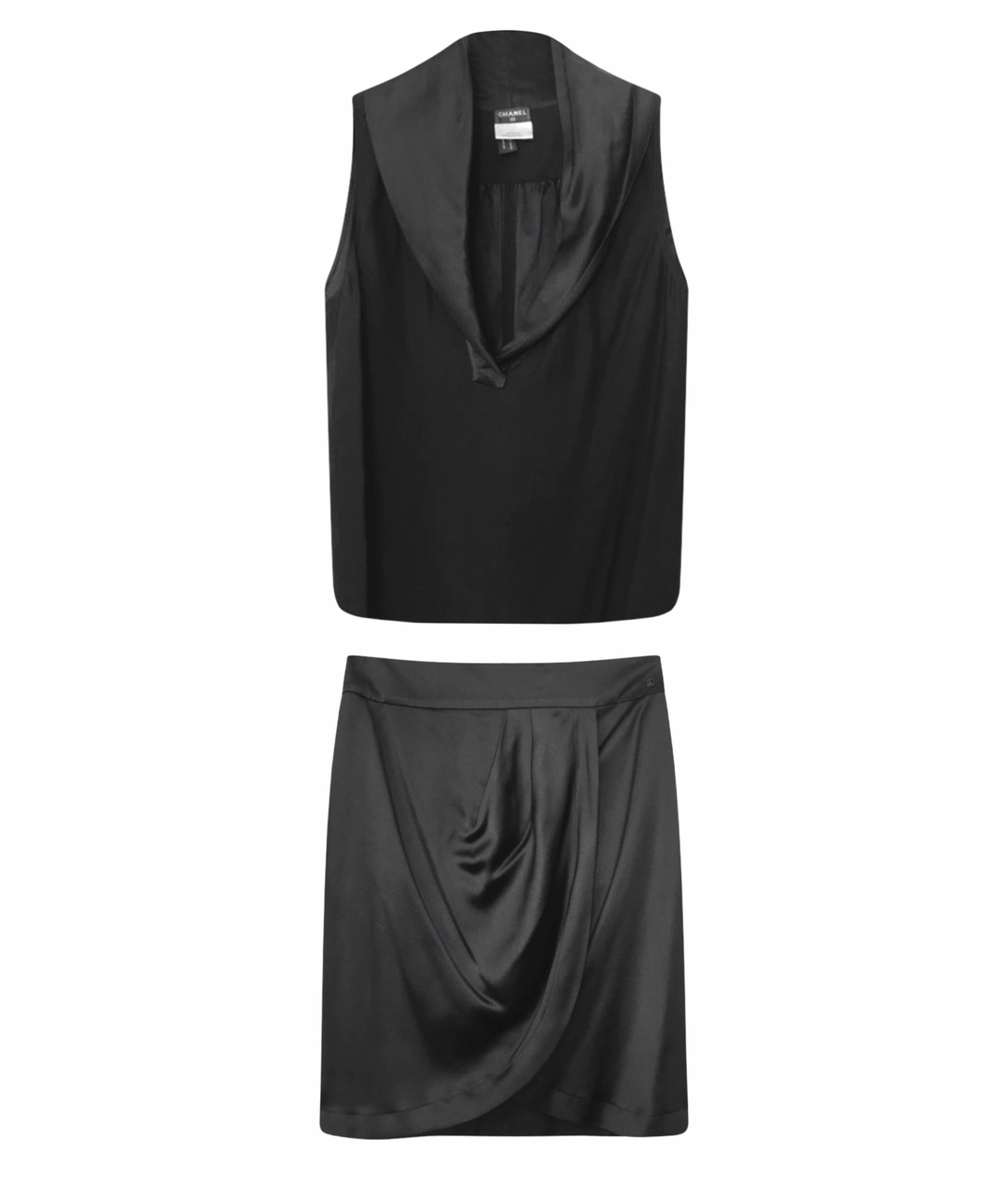 CHANEL PRE-OWNED Черный шелковый костюм с брюками, фото 1