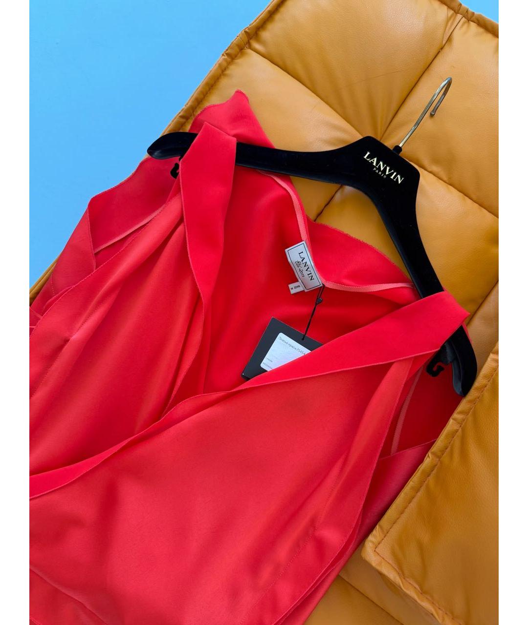 LANVIN Красное шелковое повседневное платье, фото 4