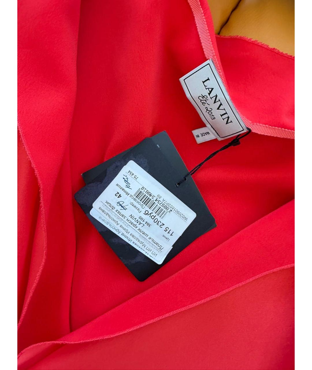 LANVIN Красное шелковое повседневное платье, фото 5