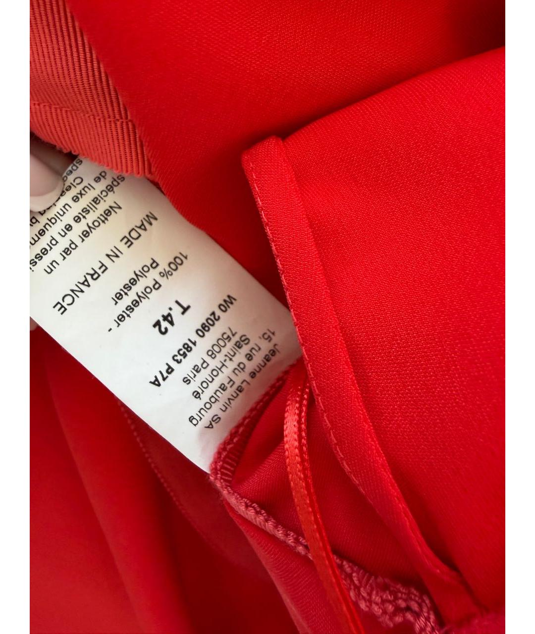 LANVIN Красное шелковое повседневное платье, фото 3