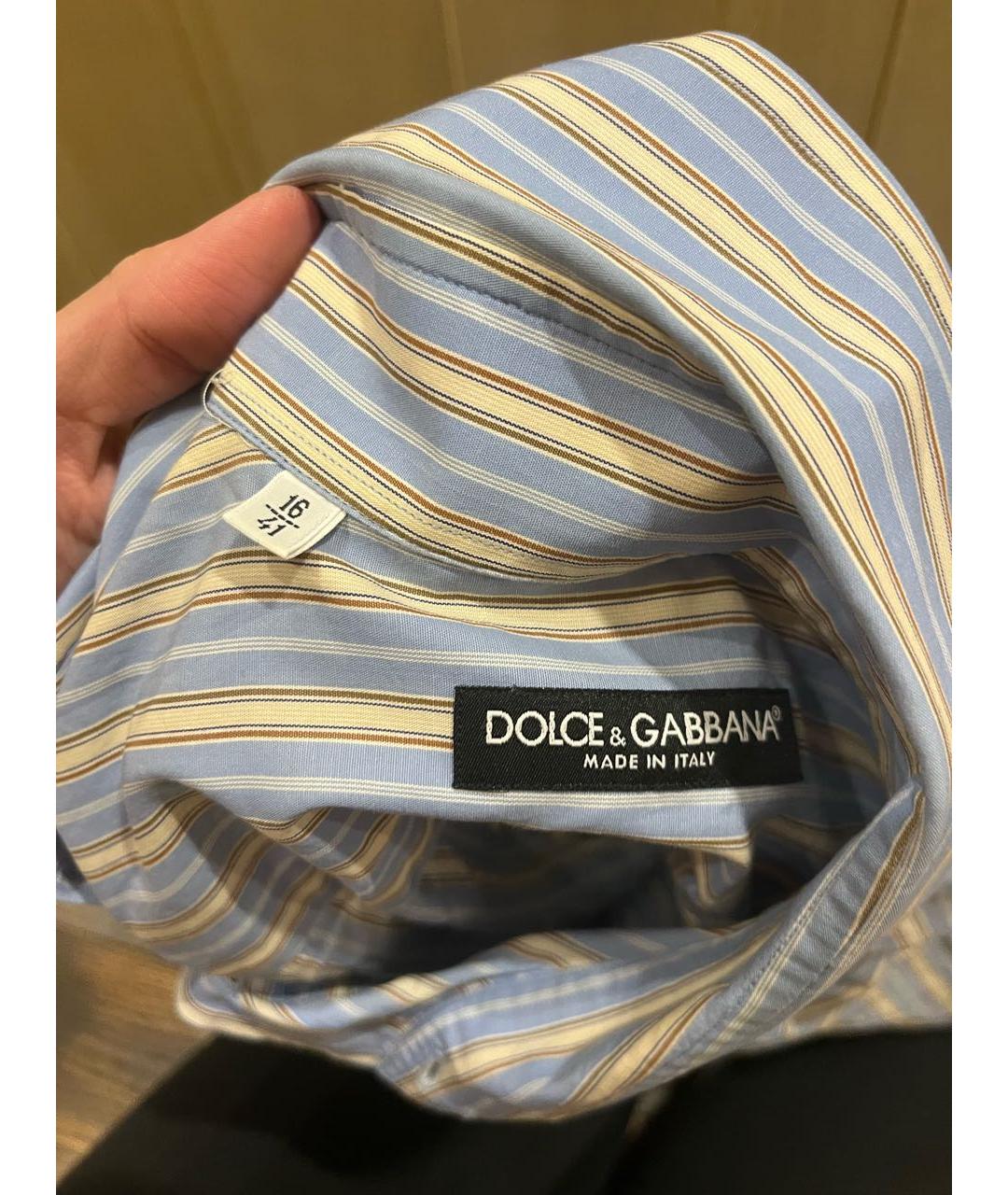 DOLCE&GABBANA Голубая хлопковая кэжуал рубашка, фото 5