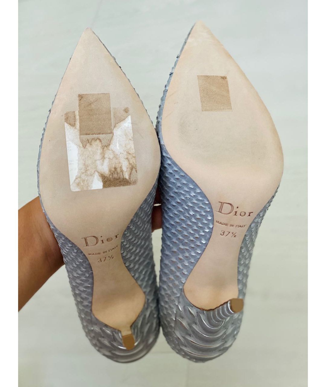 CHRISTIAN DIOR PRE-OWNED Серебряные туфли из экзотической кожи, фото 5