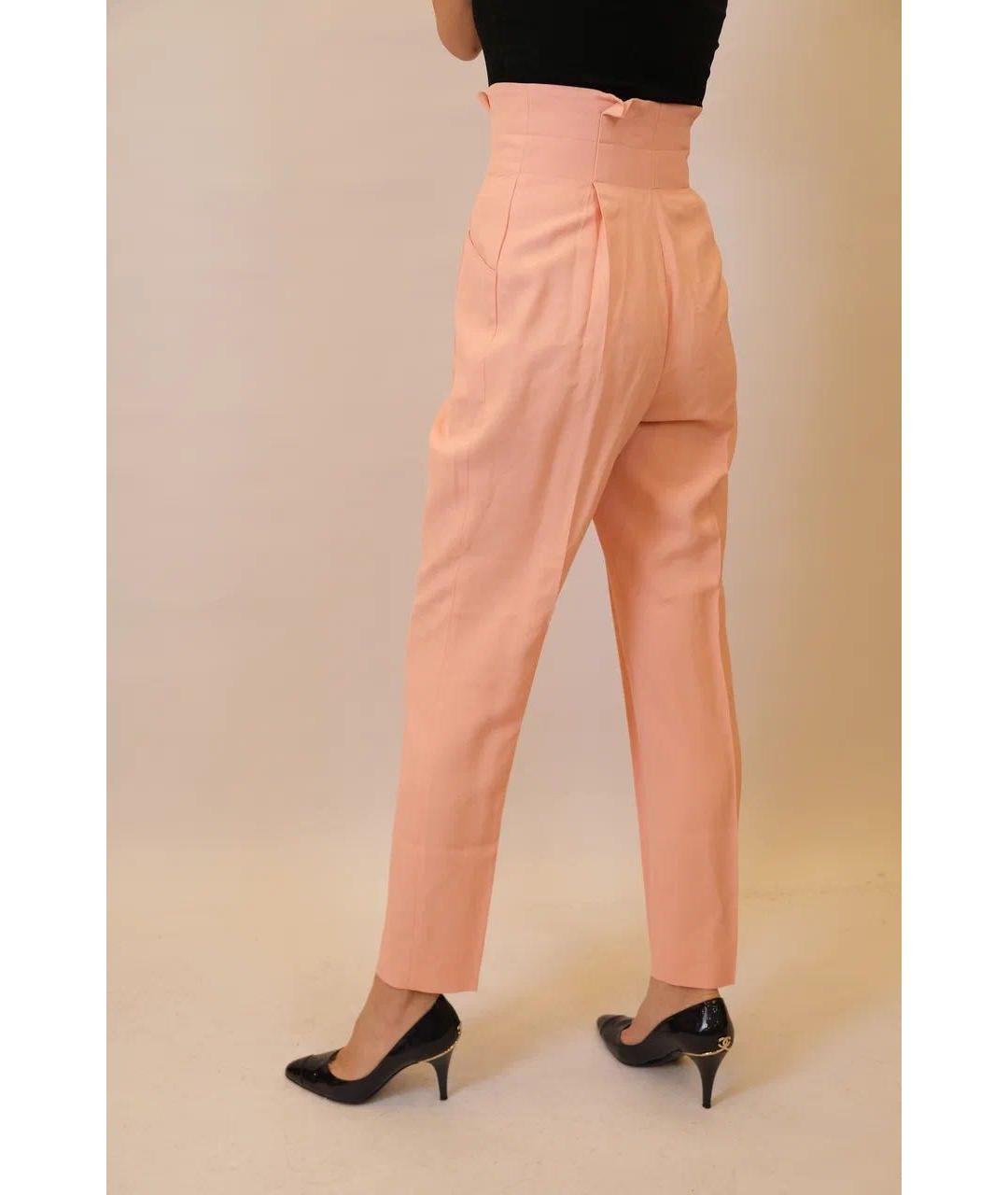 ERMANNO SCERVINO Розовые хлопко-эластановые брюки широкие, фото 3