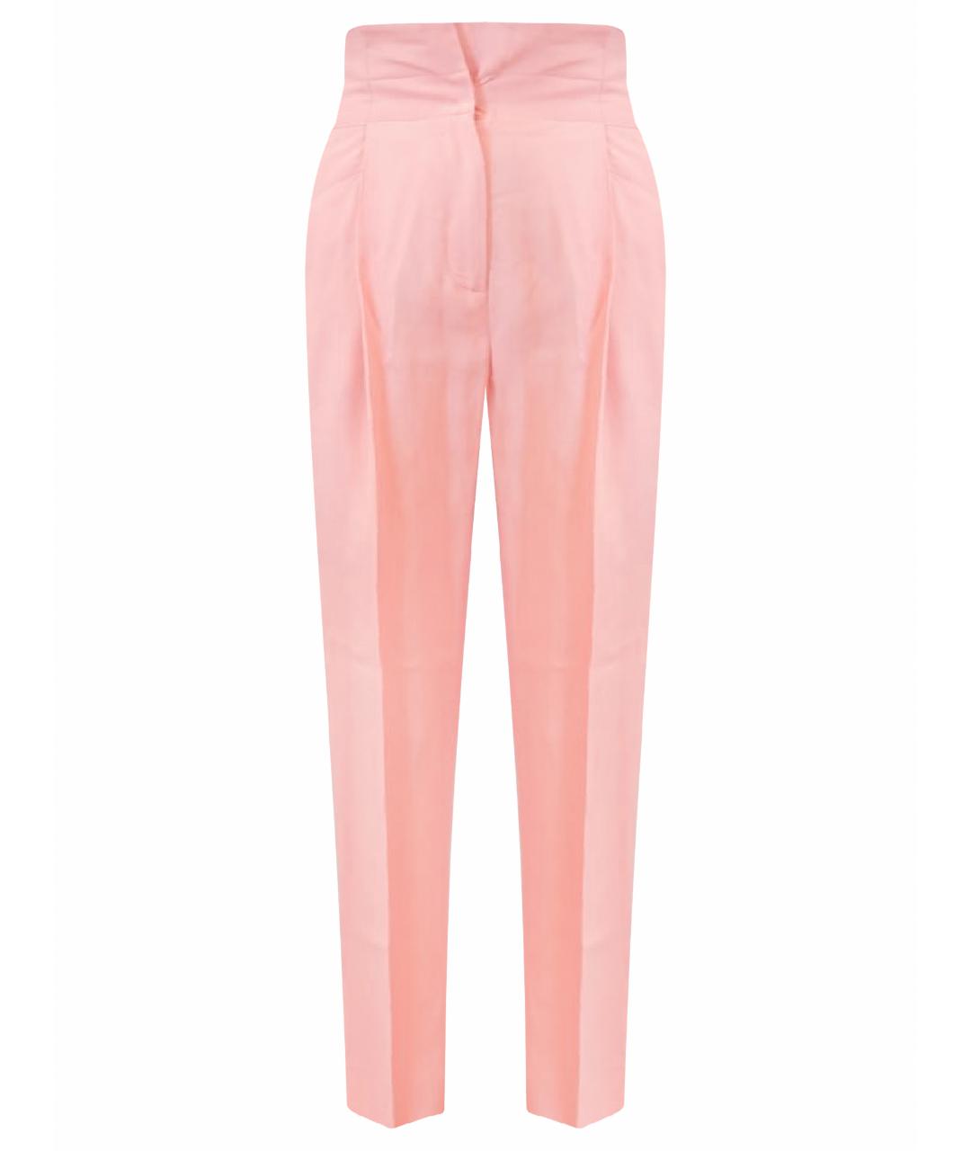 ERMANNO SCERVINO Розовые хлопко-эластановые брюки широкие, фото 1