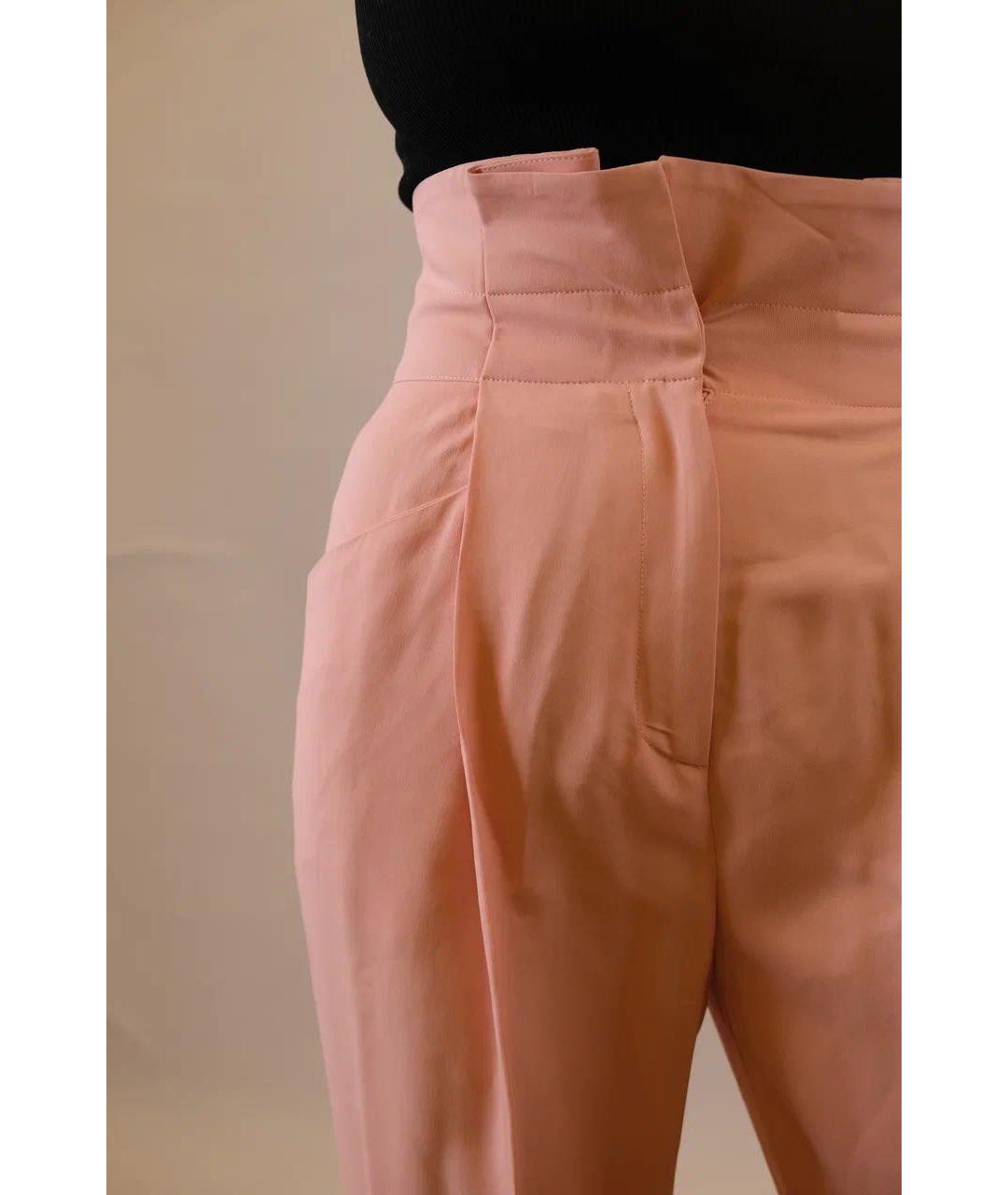 ERMANNO SCERVINO Розовые хлопко-эластановые брюки широкие, фото 4