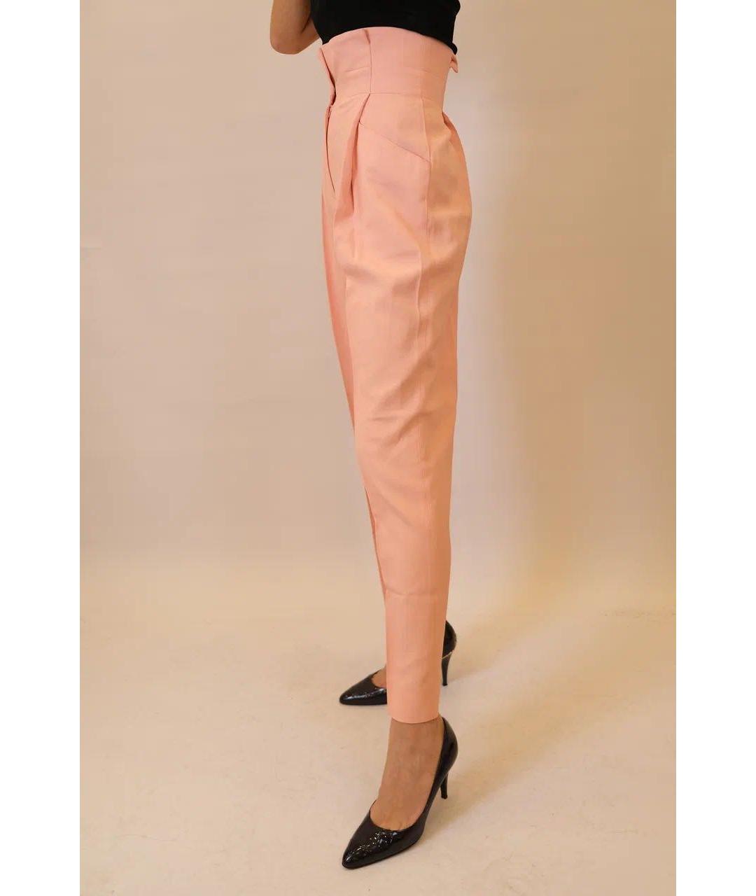 ERMANNO SCERVINO Розовые хлопко-эластановые брюки широкие, фото 2
