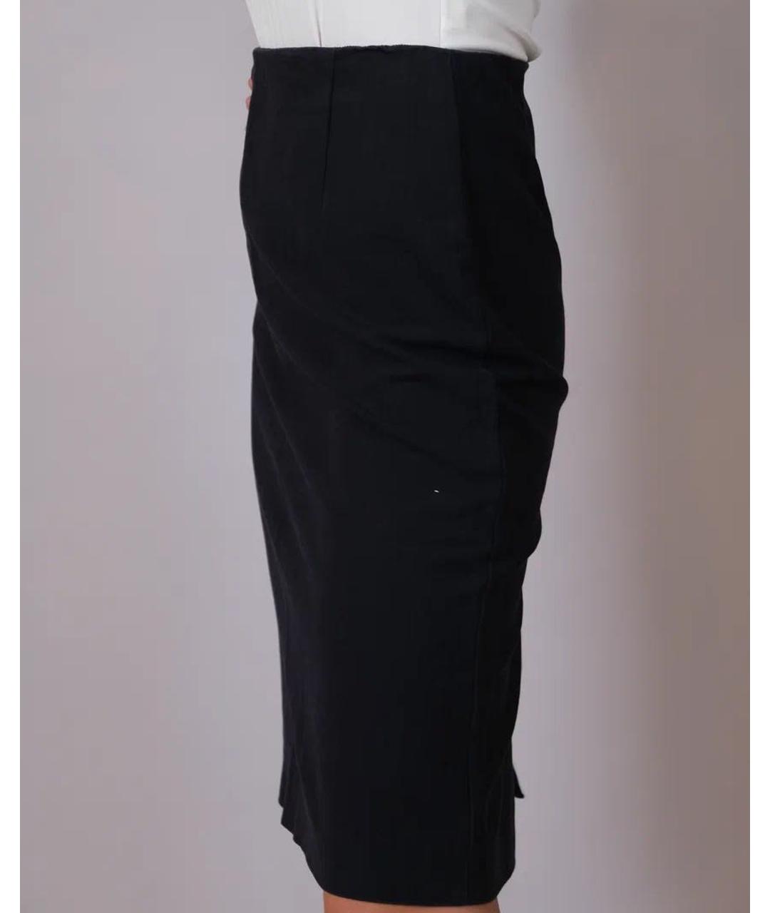 PRADA Черная хлопко-эластановая юбка миди, фото 2