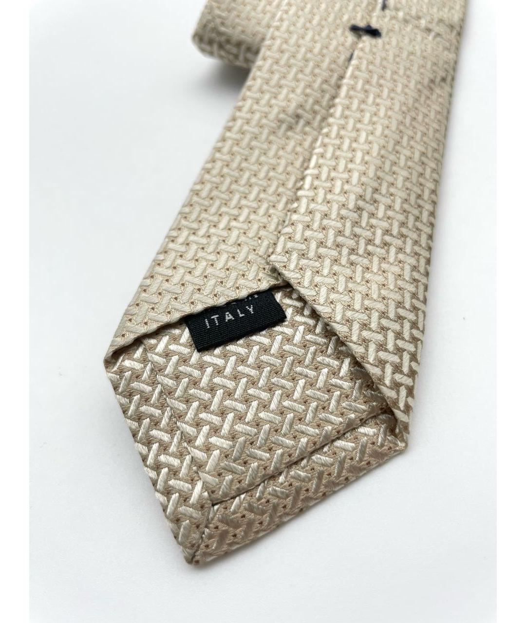 BORRELLI Бежевый шелковый галстук, фото 3