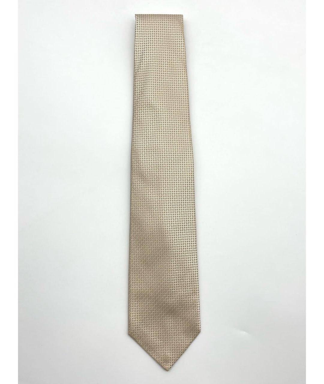 BORRELLI Бежевый шелковый галстук, фото 6