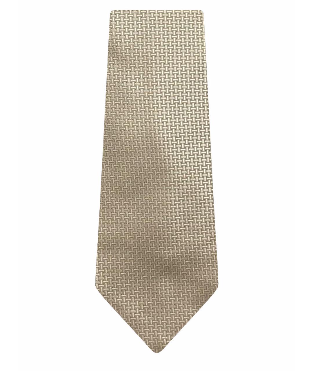 BORRELLI Бежевый шелковый галстук, фото 1
