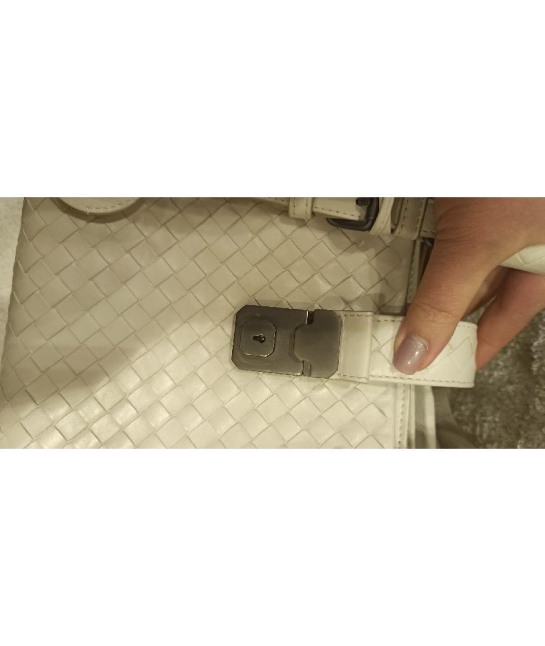 BOTTEGA VENETA Белая кожаная сумка тоут, фото 6