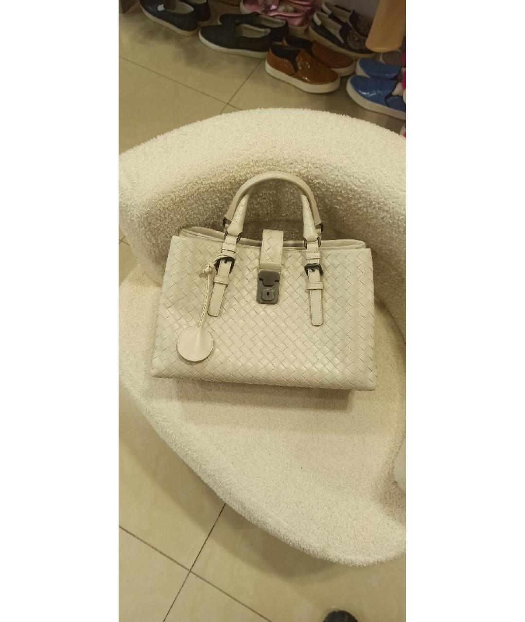 BOTTEGA VENETA Белая кожаная сумка тоут, фото 5