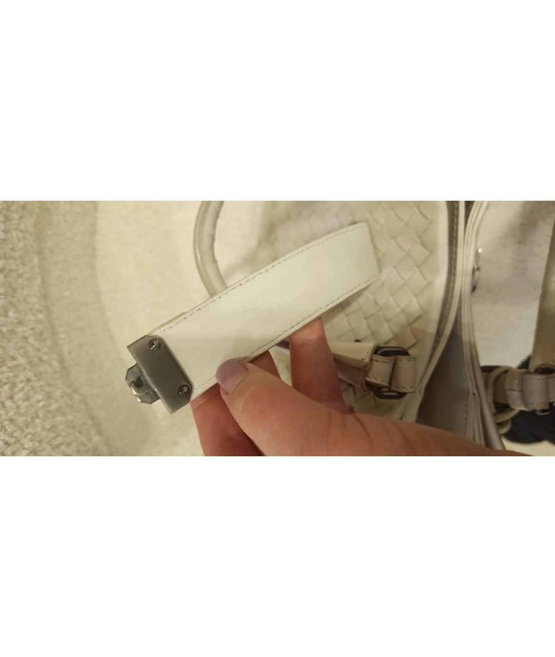 BOTTEGA VENETA Белая кожаная сумка тоут, фото 8