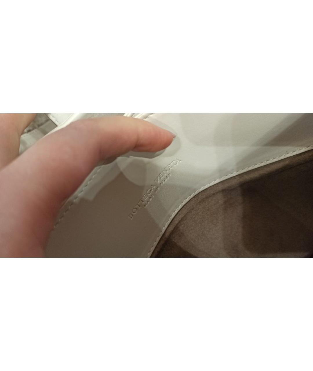 BOTTEGA VENETA Белая кожаная сумка тоут, фото 7