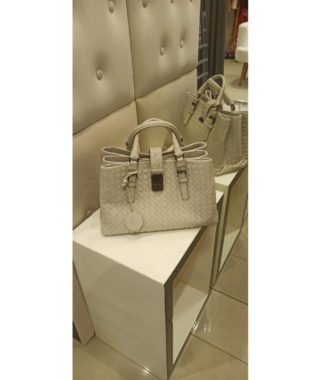 BOTTEGA VENETA Белая кожаная сумка тоут, фото 4