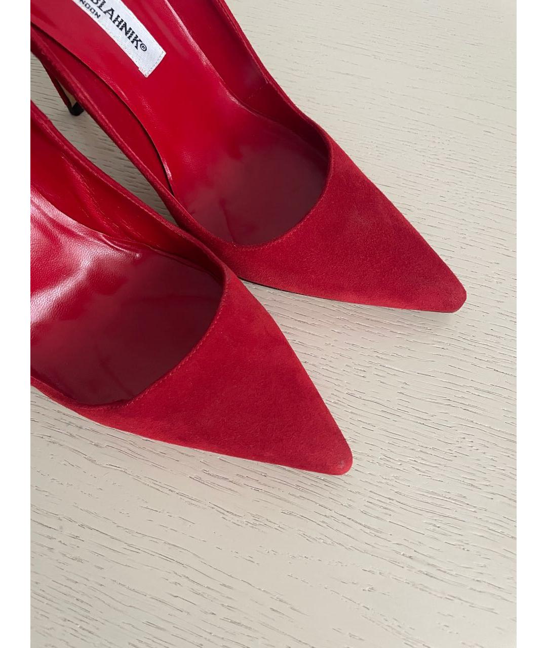 MANOLO BLAHNIK Красные замшевые туфли, фото 5