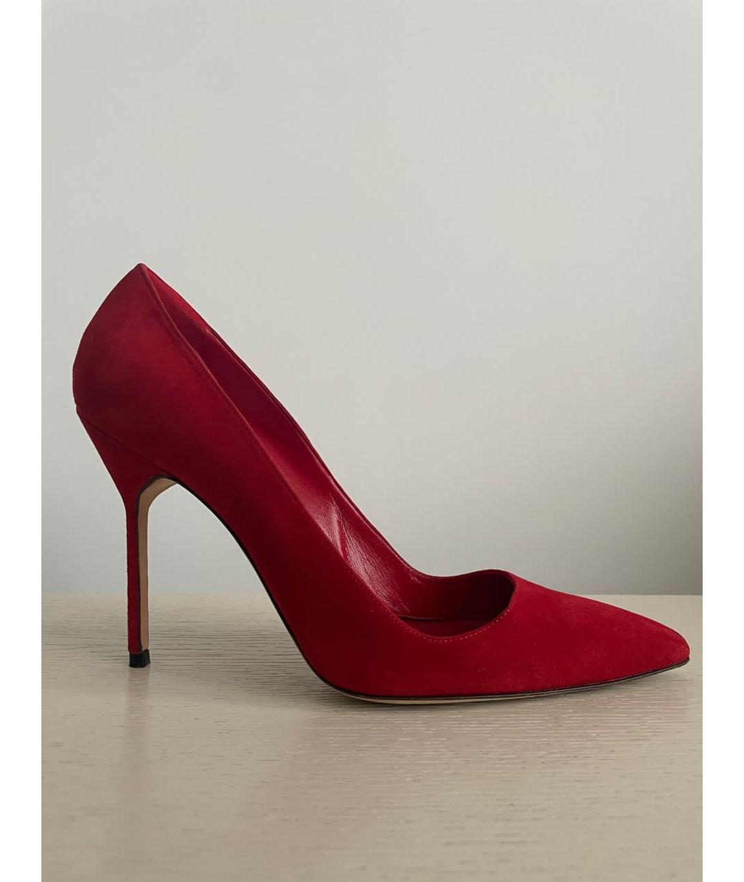 MANOLO BLAHNIK Красные замшевые туфли, фото 7