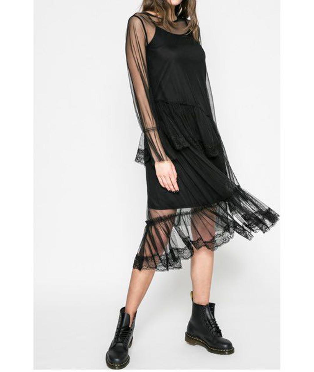 LIU JO Черное сетчатое вечернее платье, фото 5