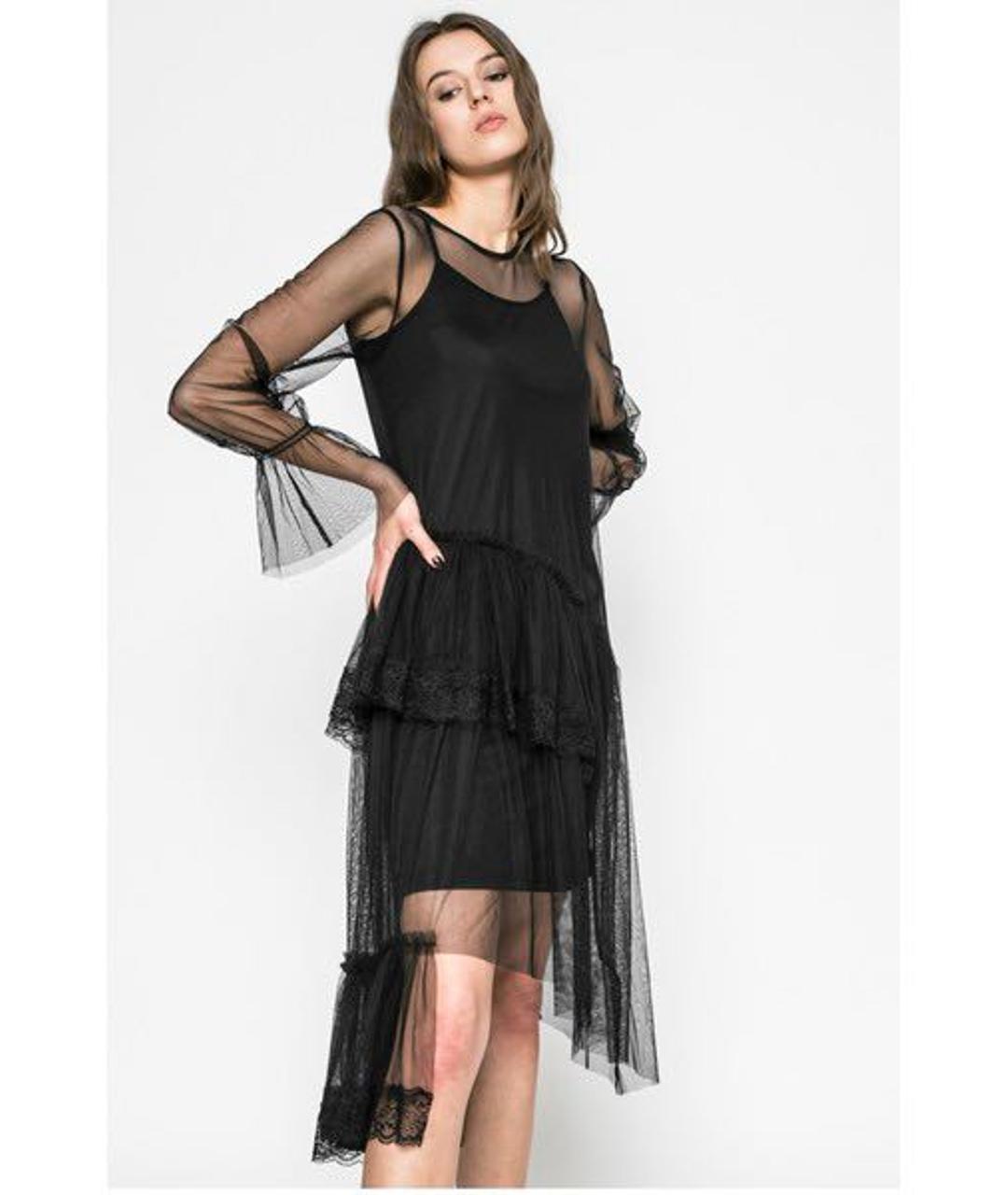 LIU JO Черное сетчатое вечернее платье, фото 4