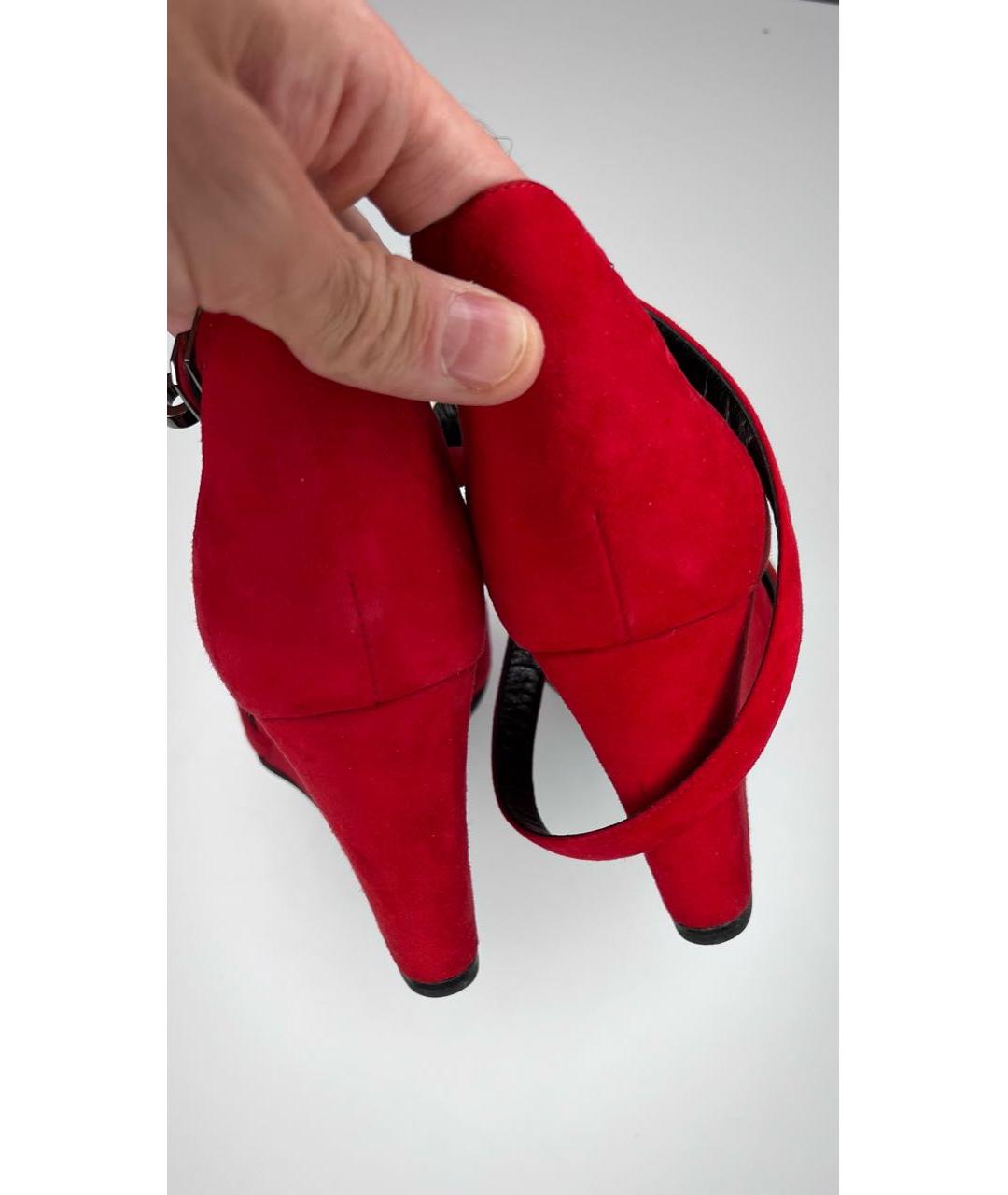 HERMES PRE-OWNED Красные замшевые туфли, фото 4