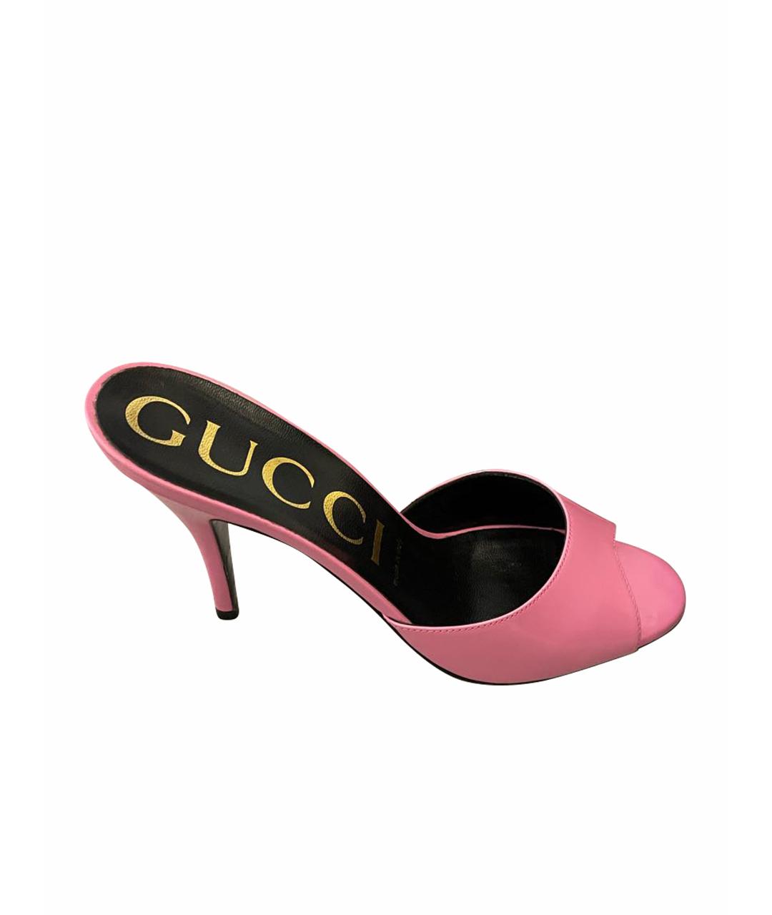 GUCCI Розовые мюли из лакированной кожи, фото 1