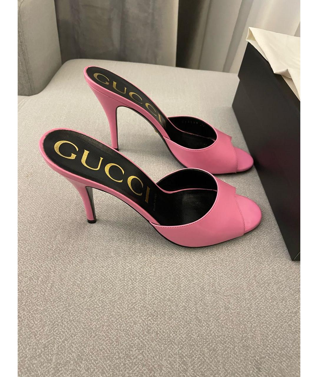 GUCCI Розовые мюли из лакированной кожи, фото 5