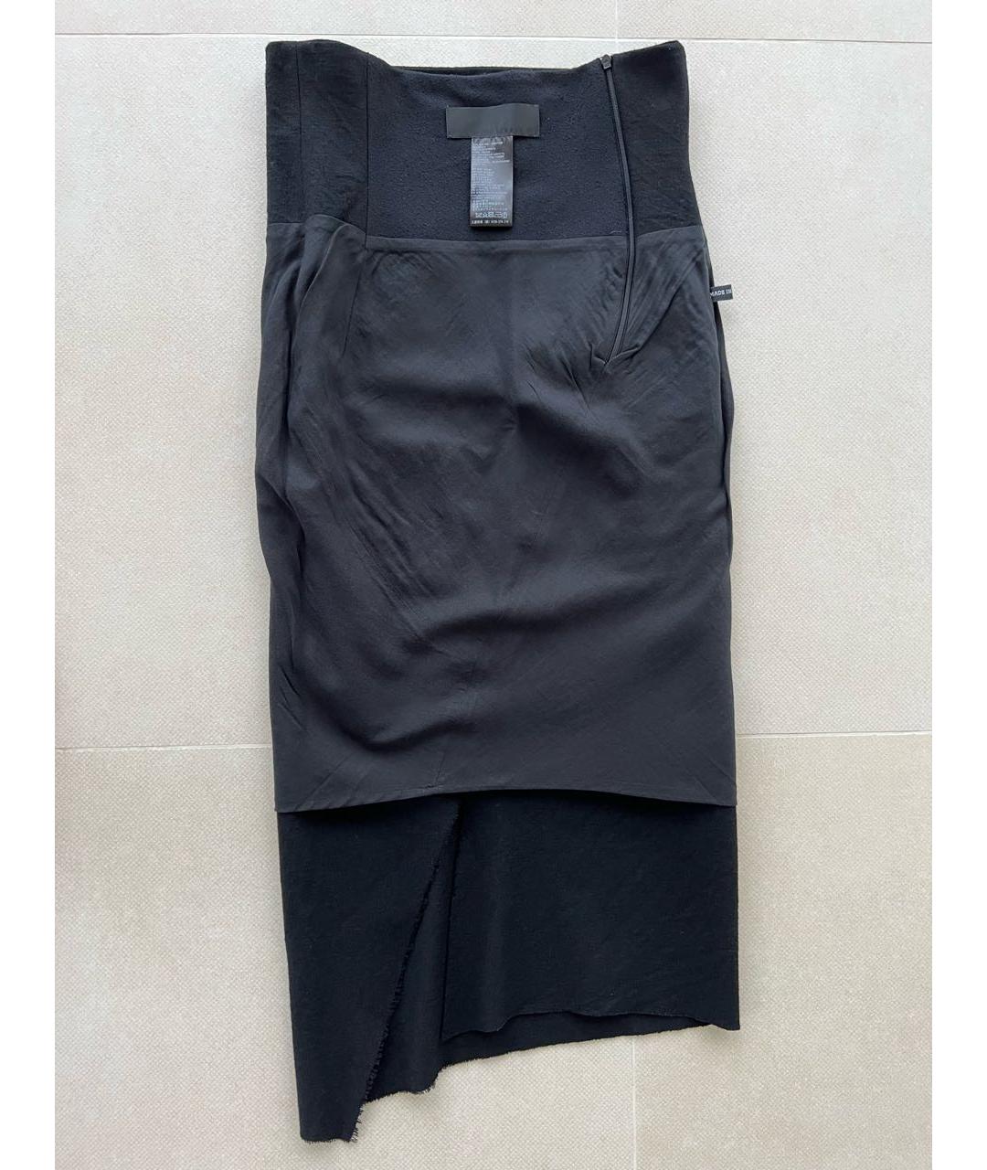 HAIDER ACKERMANN Черная шерстяная юбка миди, фото 3