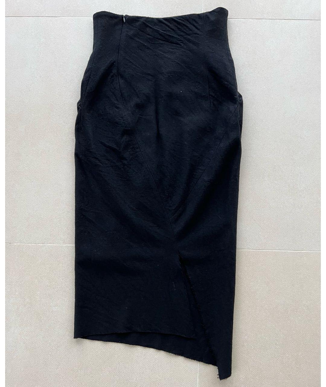 HAIDER ACKERMANN Черная шерстяная юбка миди, фото 2