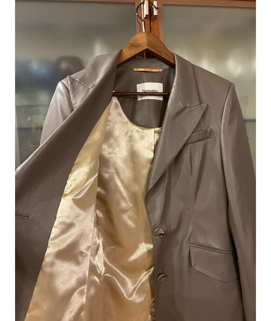 NANUSHKA Серый кожаный жакет/пиджак, фото 7