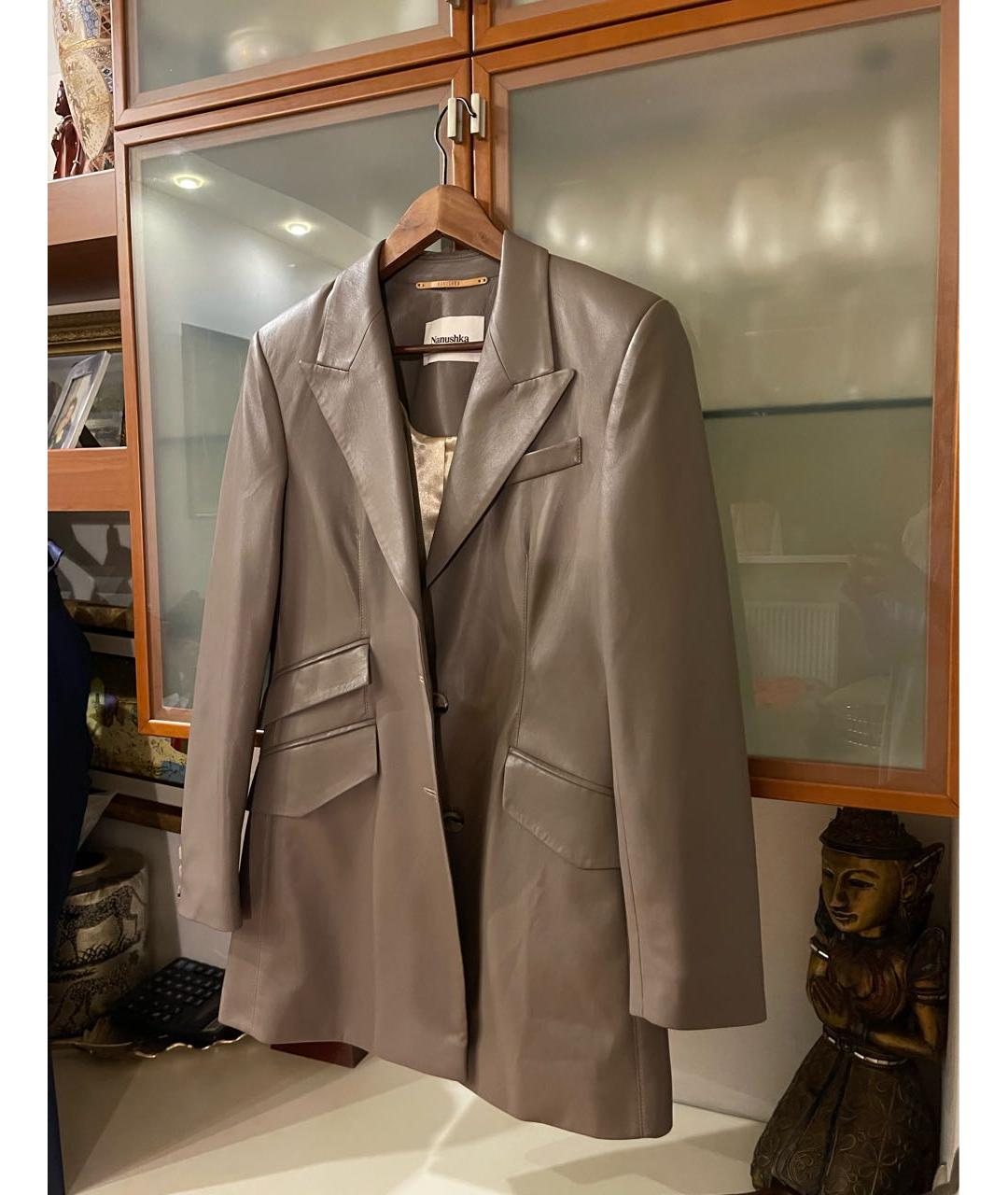 NANUSHKA Серый кожаный жакет/пиджак, фото 8
