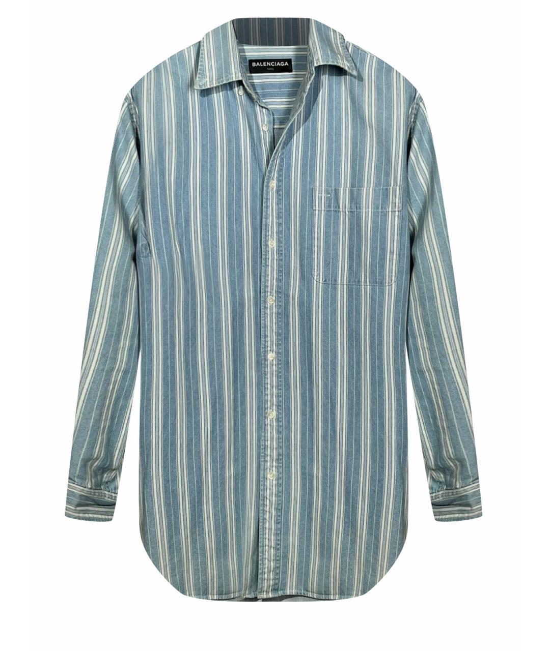 BALENCIAGA Голубая хлопковая кэжуал рубашка, фото 1