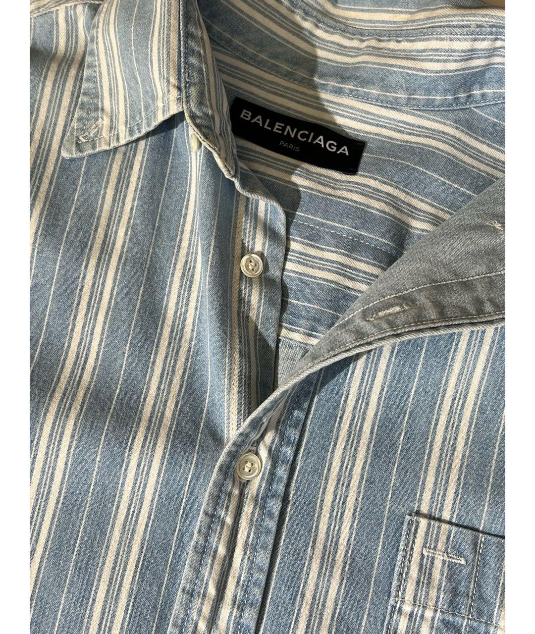 BALENCIAGA Голубая хлопковая кэжуал рубашка, фото 4
