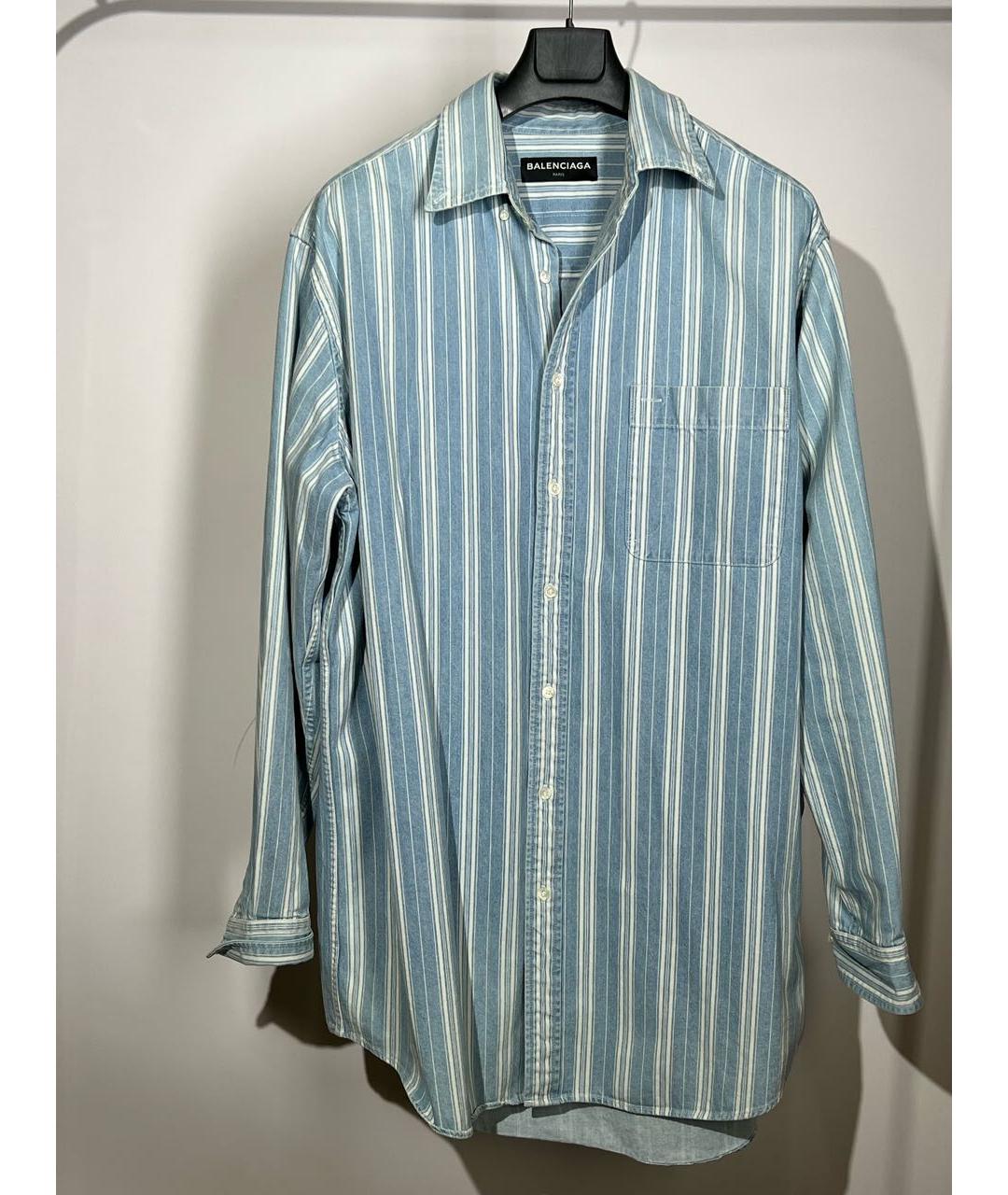 BALENCIAGA Голубая хлопковая кэжуал рубашка, фото 7